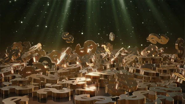 3D render düşen dolar belirtileri.