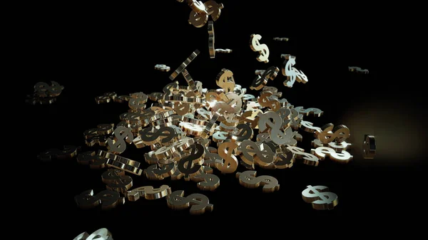 3D відображення падаючих знаків доларів . — стокове фото