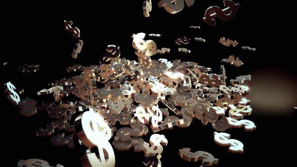 3D render düşen dolar belirtileri.