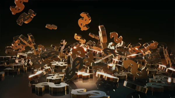 3D render düşen dolar belirtileri.