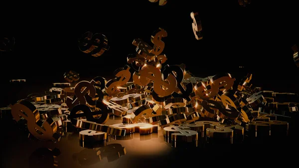3D render düşen dolar belirtileri.