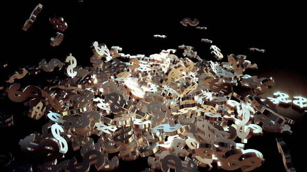 3D render düşen dolar belirtileri.