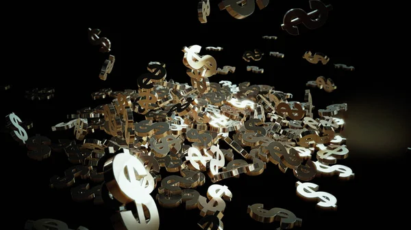 3D render düşen dolar belirtileri.