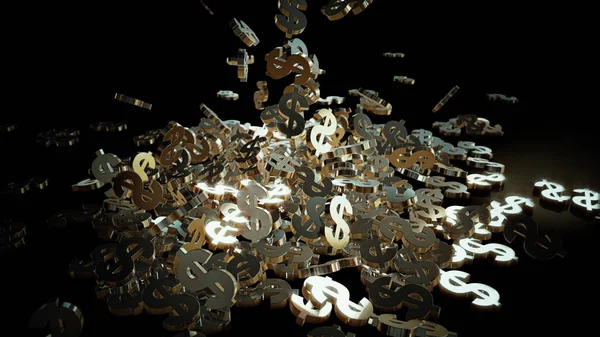 3D render düşen dolar belirtileri.