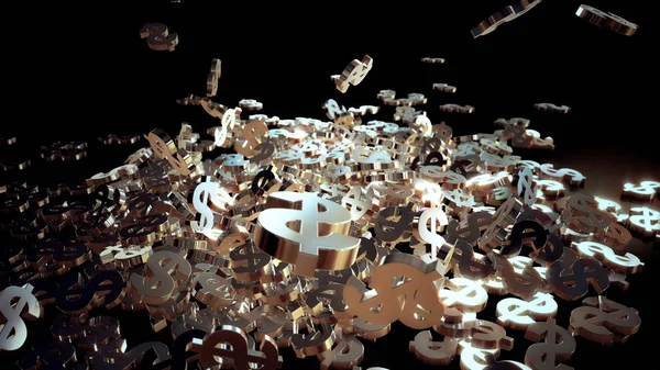 3D render düşen dolar belirtileri.