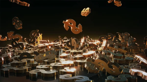 3D render düşen dolar belirtileri.