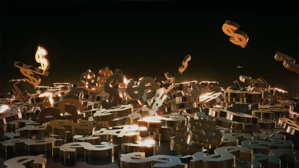3D render düşen dolar belirtileri.