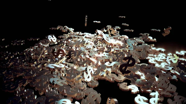 3D render düşen dolar belirtileri.