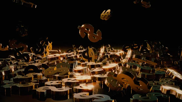 3D render düşen dolar belirtileri.