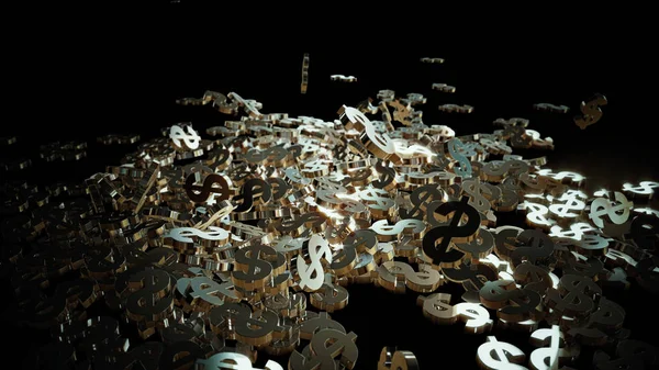 3D render düşen dolar belirtileri.