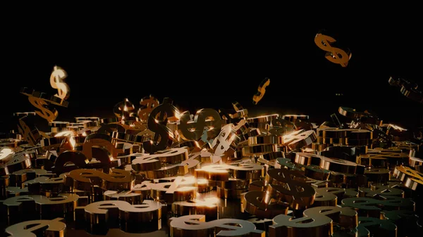 3D render düşen dolar belirtileri.