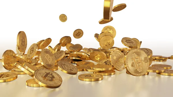 Bir yığının üstüne düşen Bitcoins
