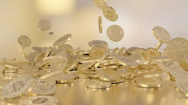 Bir yığının üstüne düşen Bitcoins