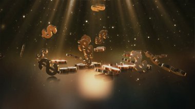 Bir yığının üstüne düşen dolar belirtisi. Hacimsel modelleri.