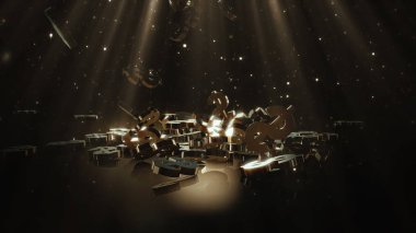 Bir yığının üstüne düşen dolar belirtisi. Hacimsel modelleri.