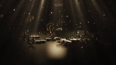 Bir yığının üstüne düşen dolar belirtisi. Hacimsel modelleri.