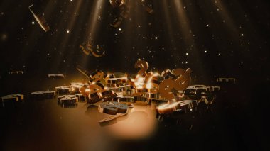 Bir yığının üstüne düşen dolar belirtisi. Hacimsel modelleri.