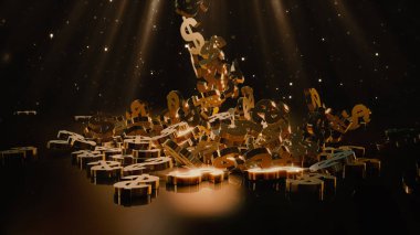 Bir yığının üstüne düşen dolar belirtisi. Hacimsel modelleri.