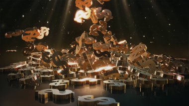 Bir yığının üstüne düşen dolar belirtisi. Hacimsel modelleri.