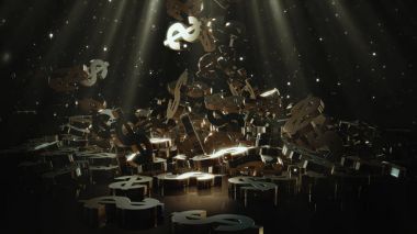 Bir yığının üstüne düşen dolar belirtisi. Hacimsel modelleri.