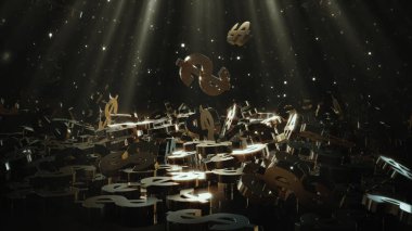 Bir yığının üstüne düşen dolar belirtisi. Hacimsel modelleri.