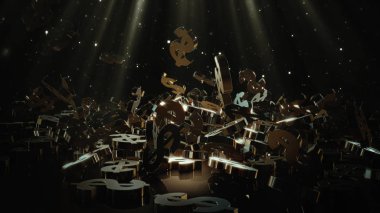 Bir yığının üstüne düşen dolar belirtisi. Hacimsel modelleri.