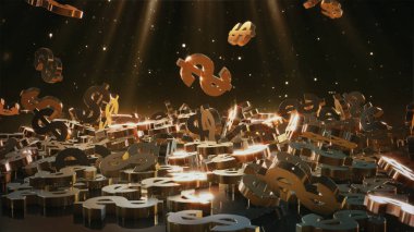 Bir yığının üstüne düşen dolar belirtisi. Hacimsel modelleri.