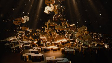 Bir yığının üstüne düşen dolar belirtisi. Hacimsel modelleri.