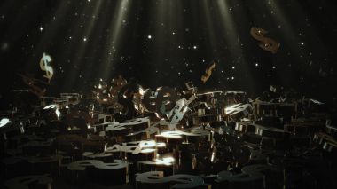 Bir yığının üstüne düşen dolar belirtisi. Hacimsel modelleri.