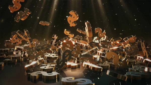 Bir yığının üstüne düşen dolar belirtisi. Hacimsel modelleri.