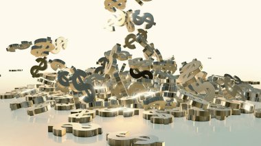 3D render düşen dolar belirtileri.