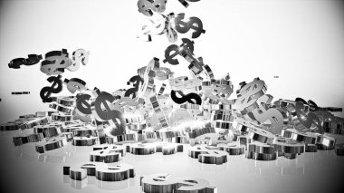 3D render düşen dolar belirtileri.