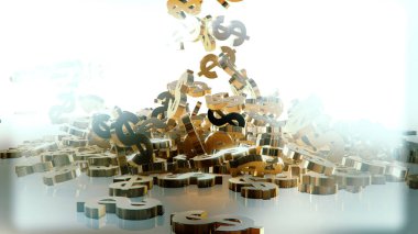 3D render düşen dolar belirtileri.
