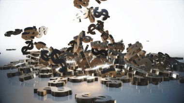 3D render düşen dolar belirtileri.
