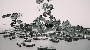 3D render düşen dolar belirtileri.