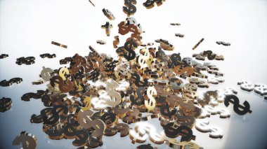 3D render düşen dolar belirtileri.