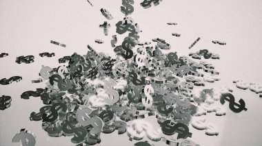 3D render düşen dolar belirtileri.