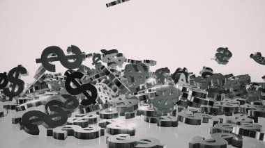 3D render düşen dolar belirtileri.