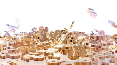 3D render düşen dolar belirtileri.