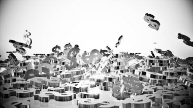3D render düşen dolar belirtileri.