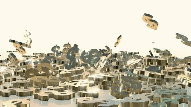 3D render düşen dolar belirtileri.