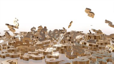 3D render düşen dolar belirtileri.
