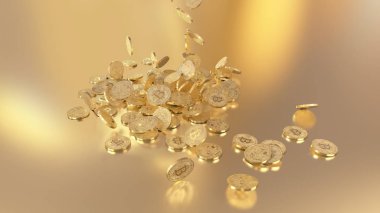 Bir yığının üstüne düşen Bitcoins