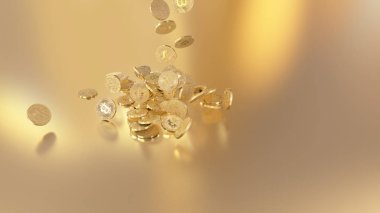 Bir yığının üstüne düşen Bitcoins