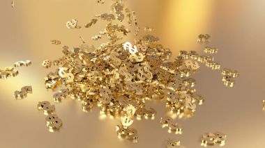 3D render düşen dolar belirtileri.