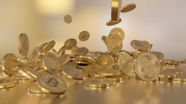 Bitcoin para birimi, bir yığın üzerinde düşen Kripto para birimi,