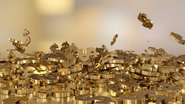 3D render düşen dolar belirtileri.