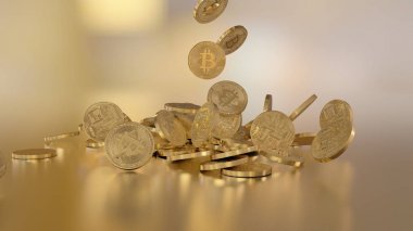 Bitcoin para birimi, bir yığın üzerinde düşen Kripto para birimi,