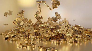 3D render düşen dolar belirtileri.