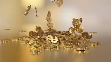 3D render düşen dolar belirtileri.